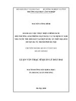 LUẬN văn THẠC sĩ HAY đánh giá việc thực hiện chính sách bồi thường, giải phóng mặt bằng và tái định cư khi nhà nước thu hồi đất tại một số dự án trên địa bàn huyện ba vì, thành phố hà nội​ 