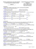 Đề thi giữa học kì 1 môn Tiếng Anh lớp 7 năm 2022-2023 - Trường THCS Lý Thường Kiệt