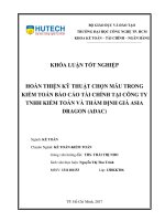 LUẬN văn THẠC sĩ HAY hoàn thiện kỹ thuật chọn mẫu trong kiểm toán báo cáo tài chính tại công ty TNHH kiểm toán và thẩm định giá asia dragon (adac)​ 