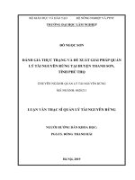 LUẬN văn THẠC sĩ HAY đánh giá thực trạng và đề xuất giải pháp quản lý tài nguyên rừng tại huyện thanh sơn, tỉnh phú thọ 