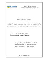 LUẬN văn THẠC sĩ HAY giải pháp nâng cao hiệu quả quản trị nguồn nhân lực tại công ty cổ phần bất động sản sài gòn vi na​ 