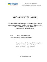 LUẬN văn THẠC sĩ HAY giải pháp nâng cao hiệu quả hoạt động cho vay cá nhân tại ngân hàng tmcp phát triển tp  hcm hdbank chi nhánh hồ chí minh​ 