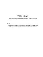 Tiểu luận cao học, môn hệ thống chính trị, nâng cao chất lượng tập hợp, đoàn kết thanh niên trên địa bàn huyện thạch thành, tỉnh thanh hóa 