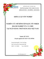 LUẬN văn THẠC sĩ HAY nghiên cứu mô hình xếp hạng tín nhiệm doanh nghiệp vừa và nhỏ tại ngân hàng TMCP hàng hải việt nam​ 