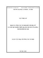 Luận văn Thạc sĩ Công tác xã hội: Dịch vụ công tác xã hội đối với phụ nữ là chủ hộ nghèo trên địa bàn huyện Ứng Hòa, thành phố Hà Nội