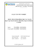 LUẬN văn THẠC sĩ HAY phân tích tình hình cho vay ngắn hạn tại ngân hàng thương mại cổ phần á châu​ 