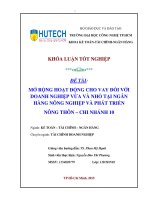 LUẬN văn THẠC sĩ HAY mở rộng hoạt động cho vay đối với doanh nghiệp vừa và nhỏ tại ngân hàng nông nghiệp và phát triển nông thôn   chi nhánh 10​ 