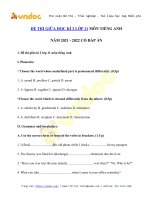 de thi giua hoc ki 2 mon tieng anh lop 11 thpt da phuc ha noi co dap an 