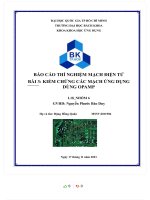 BÁO cáo THÍ NGHIỆM MẠCH điện tử bài 3 KIỂM CHỨNG các MẠCH ỨNG DỤNG DÙNG OPAMP 