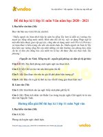de thi hoc ki 1 lop 11 mon van nam hoc 2020 2021 de 2 