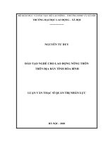 (Luận văn thạc sĩ) Đào tạo nghề cho lao động nông thôn trên địa bàn tỉnh Hòa Bình