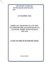 Nghiên cứu ảnh hưởng của cấu trúc tài chính đến hiệu quả kinh doanh của các doanh nghiệp ngành xây dựng việt nam 