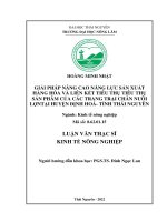 (LUẬN văn THẠC sĩ) giải pháp nâng cao năng lực sản xuất hàng hóa và liên kết tiêu thụ sản phẩm của các trang trại chăn nuôi lợn tại huyện định hóa, tỉnhthái nguyên 