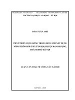 (Luận văn thạc sĩ) Phát triển cộng đồng trong xây dựng nông thôn mới từ thực tiễn xã Tân Hội, huyện Đan Phượng, thành phố Hà Nội