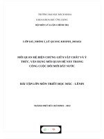 MỐI QUAN hệ BIỆN CHỨNG GIỮA vật CHẤT và ý THỨC  vận DỤNG mối QUAN hệ này TRONG CÔNG CUỘC đổi mới đất nước 