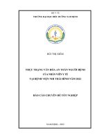 Thực trạng văn hóa an toàn người bệnh của nhân viên y tế tại Bệnh viện Nhi Thái Bình năm 2022