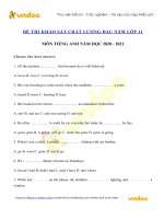 de thi khao sat chat luong dau nam lop 11 mon tieng anh nam 2020 