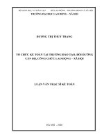 (Luận văn thạc sĩ) Tổ chức kế toán tại Trường Đào tạo, bồi dưỡng cán bộ công chức Lao động  Xã hội