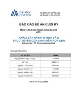 BÁO cáo đề án CUỐI kỳ môn THÔNG kê TRONG KINH DOANH KHẢO sát HÀNH VI MUA sắm TRỰC TUYẾN của SINH VIÊN HOA SEN 