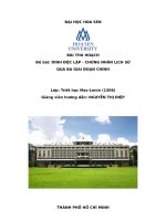 Bài thu hoạch Triết học Mác - Lênin: Dinh Độc Lập - Chứng nhân lịch sử qua ba giai đoạn chính