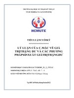 LÝ LUẬN CỦA C.MÁC VỀ GIÁ TRỊ THẶNG DƯ VÀ CÁC PHƯƠNG PHÁP SẢN XUẤT GIÁ TRỊ THẶNG DƯ
