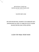 KẾ TOÁN DOANH THU, CHI PHÍ và xác ĐỊNH kết QUẢ KINH DOANH tại CÔNG TY TNHH sản XUẤT và KINH DOANH THƯƠNG mại TƯỜNG HƯỜNG 