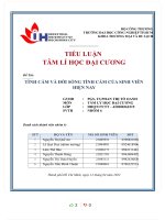 TIỂU LUẬN tâm lí học đại CƯƠNG đề tài TÌNH cảm và đời SỐNG TÌNH cảm của SINH VIÊN HIỆN NAY 