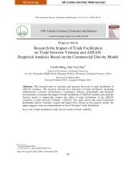 Nghiên cứu tác động của thuận lợi hóa thương mại đến thương mại việt nam ASEAN phân tích thực chứng dựa trên mô hình trọng lực 