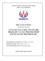 TIỂU LUẬN lý LUẬN của c mác về GIÁ TRỊ THẶNG dư và các PHƯƠNG PHÁP sản XUẤT GIÁ TRỊ THẶNG dư 