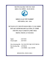 Khoá luận kế toán lưu chuyển hang hóa và xác định kết quả kinh doanh tại công ty TNHH thương mại và dịch vụ phú thái 