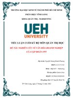 TIỂU LUẬN môn QUẢN TRỊ học đề tài NGHIÊN cứu về văn hóa DOANH NGHIỆP của tập đoàn FPT 