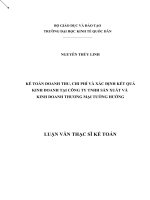 KẾ TOÁN DOANH THU, CHI PHÍ và xác ĐỊNH kết QUẢ KINH DOANH tại CÔNG TY TNHH sản XUẤT và KINH DOANH THƯƠNG mại TƯỜNG HƯỜNG 