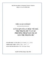 TIỂU LUẬN lý LUẬN của c mác về GIÁ TRỊ THẶNG dư và các PHƯƠNG PHÁP sản XUẤT GIÁ TRỊ THẶNG dư 