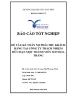 Báo cáo tốt nghiệp kế toán nợ phải thu khách hàng tại công ty TNHH MTV sơn hoa thắng 