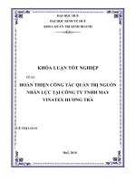 Khóa luận hoàn thiện công tác quản trị nguồn nhân lực tại công ty TNHH may vinatex hương trà 