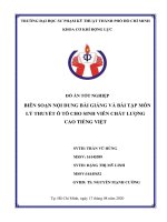 (Đồ án tốt nghiệp) Biên soạn nội dung bài giảng và bài tập môn lý thuyết ô tô cho sinh viên Chất lượng cao Tiếng Việt