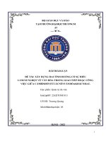 ĐỀ TÀI XÂY DỰNG HAI TÌNH HUỐNG CÓ SỰ HIỂU LẦM XUNG ĐỘT VỀ VĂN HÓA TRONG GIAO TIẾP HOẶC CÔNG VIỆC GIỮA CÁ NHÂN ĐẾN TỪ CÁC NỀN VĂN HÓA KHÁC NHAU
