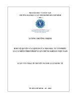 Bảo vệ quyền và lợi ích của nhà đầu tư cổ phiếu là cá nhân theo pháp luật chứng khoán việt nam 