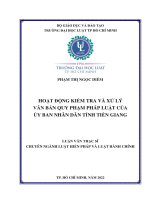 Hoạt động kiểm tra và xử lý văn bản quy phạm pháp luật của ủy ban nhân dân tỉnh tiền giang 