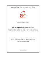 (Luận văn thạc sĩ) Quản trị kênh phân phối của TTKD VNPT – Hải Dương