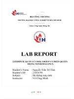 LAB REPORT LESSON 8 QUẢN lý USER, GROUP và PHÂN QUYỀN TRONG WINDOW SLINUX 