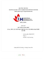 MÔN học kỹ NĂNG GIAO TIẾP đề tài nêu các nét đặc TRƯNG của văn hóa GIAO TIẾP âu mỹ 