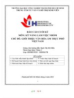 MÔN kỹ NĂNG làm VIỆC NHÓM CHỦ đề GIỚI THIỆU văn hóa ẩm THỰC PHỞ VIỆT NAM 