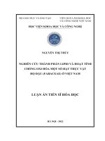 Nghiên cứu thành phần lipid và hoạt tính chống oxi hóa một số hạt thực vật họ Đậu (Fabaceae) ở Việt Nam.