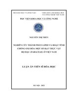 Nghiên cứu thành phần lipid và hoạt tính chống oxi hóa một số hạt thực vật họ đậu (fabaceae) ở việt nam 