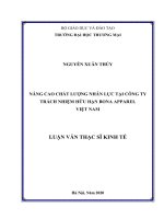 Luận văn thạc sĩ nâng cao chất lượng nhân lực tại công ty TNHH bon apparel việt nam 