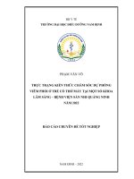 Thực trạng kiến thức chăm sóc dự phòng viêm phổi ở trẻ có thở máy tại một số khoa lâm sàng - Bệnh viện Sản Nhi Quảng Ninh năm 2022