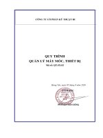 QUY TRÌNH QUẢN LÝ MÁY MÓC, THIẾT BỊ