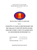 ẢNH HƯỞNG CỦA MẠNG XÃ HỘI TIKTOK ĐẾN VIỆC HỌC Tiếng Anh CỦA SINH VIÊN TRƯỜNG ĐẠI HỌC KHOA HỌC XÃ HỘI VÀ NHÂN VĂN, ĐẠI HỌC QUỐC GIA THÀNH PHỐ HỒ CHÍ MINH HIỆN NAY