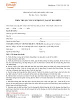 THỎA THUẬN CUNG CẤP DỊCH VỤ ĐẠI LÝ BẢO HIỂM